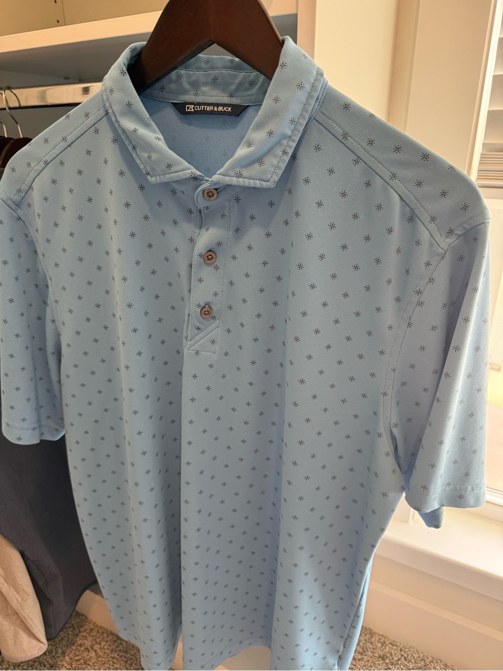 Cutter & Buck Light Blue Micro-Print Polo